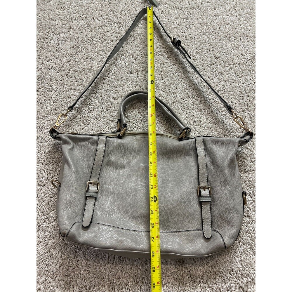 ORA DELPHNE leather Satchel light Gray LG Top Handles/Shoulder Strap - Picture 4 of 14